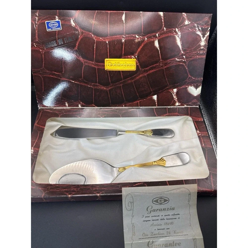 Gottinghen Cake Knife Server 18/10 Stainless Steel Plated With 24K‎ Gold ITALY
